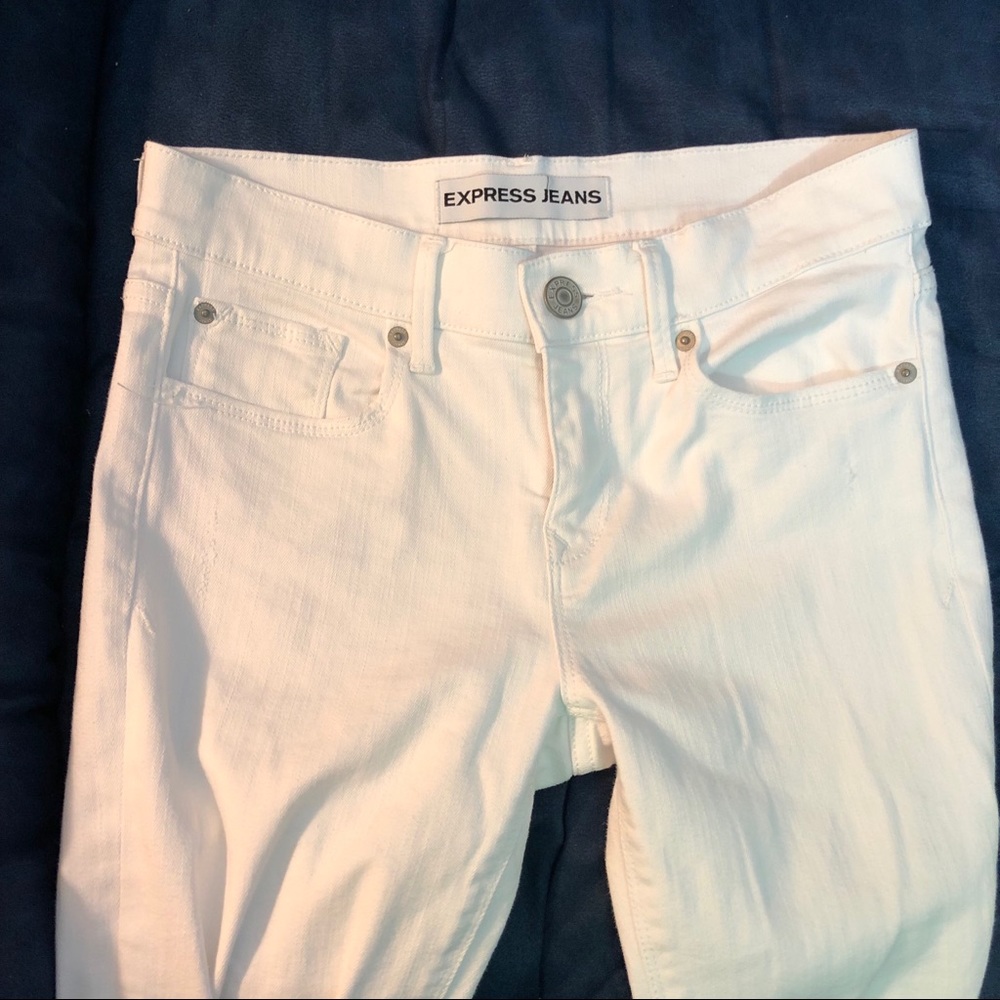 Express Distressed White Denim